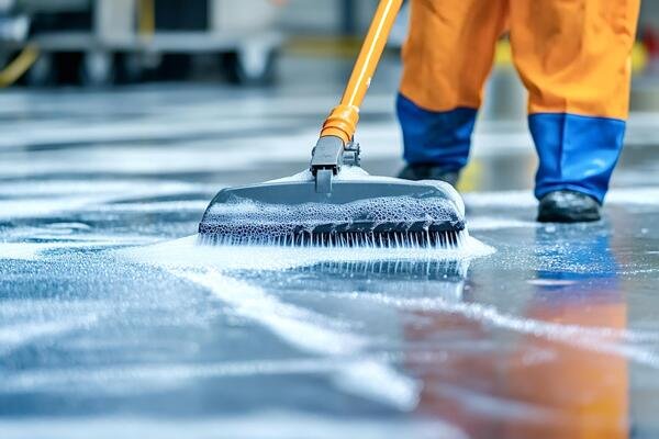 janitor-cleaning-floor-with-soap-and-water-in-industrial-building-free-photo